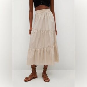 Mango Ruffled Tiered Cotton Midi Maxi Skirt
